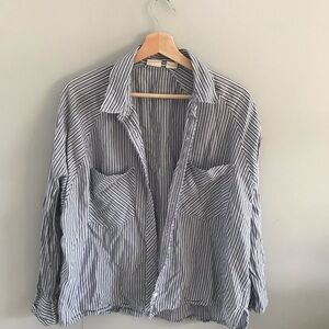 Levi’s Uni Cotton Button Down Striped Long Sleeve Shirt Layering Top